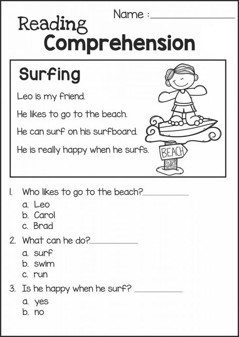 Kindergarten Subtraction, 2nd Grade Reading Worksheets, 1st Grade Reading Worksheets, 2nd Grade Reading Comprehension, Reading Comprehension Practice, First Grade Reading Comprehension, Free Printable Kindergarten Worksheets, Reading Comprehension Kindergarten, English Worksheets For Kindergarten