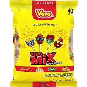 Vero Banda Fuego Mix Assorted Chili Lollipops, Artificially Flavored, Net Wt. 20.5 Ounces, 40 Count Bag Spicy Mexican Candy, Mexican Candy, Sweet Heat, Spicy Chili, Sweet Candy, Sweet Taste, Taste Buds, Lollipop, Yummy Treats