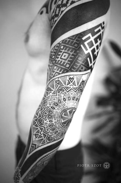 Fractal Tattoo, Slavic Tattoo, Ukrainian Tattoo, Polish Tattoos, 42 Tattoo, Pagan Tattoo, Slavic Paganism, Geometric Sleeve Tattoo, Muster Tattoos