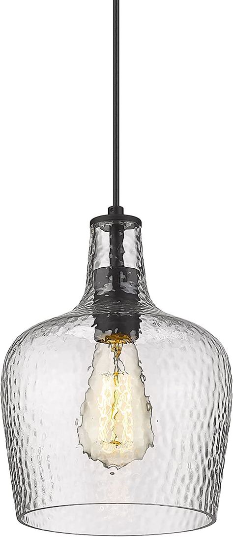 AUTELO Glass Pendant Light 8" Modern Pendant Lighting Hanging Lamps for Kitchen Island with Hammered Glass Shade Hanging Light Fixture H9163 Puerto Rico Design, Seeded Glass Pendant, Dining Room Light Fixture, Lamps For Kitchen, Modern Pendant Lighting, Farmhouse Pendant Lighting, Dining Room Light, Farmhouse Kitchen Design, Hanging Lamps