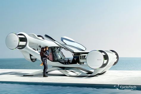 CycloTech unveils its CycloRotor-powered eVTOL air car concept Thrust Vectoring, Parallel Parking, Small Drones, Air Car, Flying Vehicles, Wind Tunnel, Air Brake, Flying Car, Tug Boats