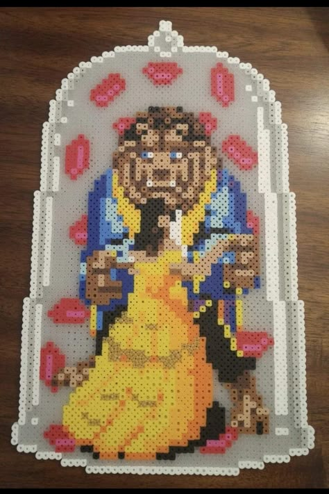 Beauty And The Beast Perler, Melted Bead Crafts, Hama Disney, Melted Beads, Ironing Beads, Perler Pattern, Melt Beads Patterns, Melt Beads, Christmas Perler Beads