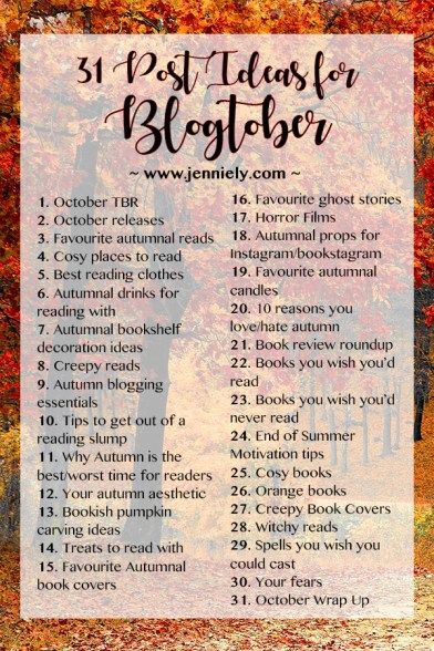 Blogtober Ideas, Fall Blog Post Ideas, Bookstagram Posts, October Books, Blog Post Topics, Blog Post Ideas, Bookstagram Inspiration, Youtube Channel Ideas, Book Instagram