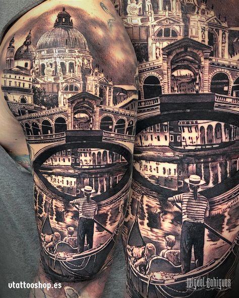 Italy Tattoo, Tattoo Ideas Back, Italian Tattoos, Full Leg Tattoos, Power Walking, Italian Theme, Tattoo Placement Ideas, City Tattoo, Theme Tattoo