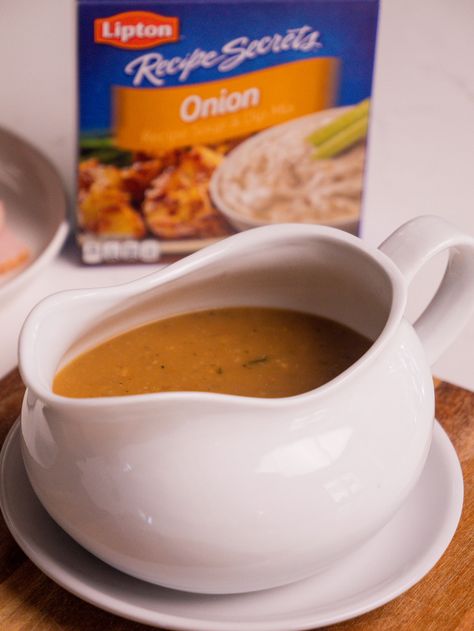 French Onion Soup Mix Gravy, Gravy From Lipton Onion Soup, Lipton Onion Gravy Recipe, French Onion Gravy Recipe, Lipton Onion Soup Mix Gravy Recipe, Onion Soup Mix Gravy Recipe, Easy Onion Gravy Recipe, Gravy With Lipton Onion Soup, Onion Soup Gravy Recipe