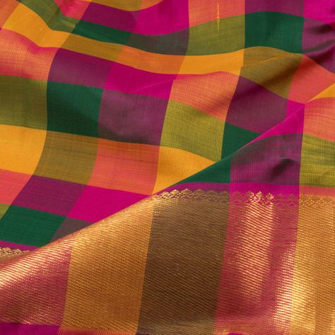 Handwoven Kanchipuram Silk Saree With Palum Pazhamum Checks & Bavanji Border 10013273 Checks Kanjeevaram Sarees, Palum Pazhamum Saree, Paalum Pazhamum Saree, Checks Saree Silk, Checked Saree, Saree Kanjivaram, Checks Saree, Wedding Saree Collection, Fancy Sarees Party Wear