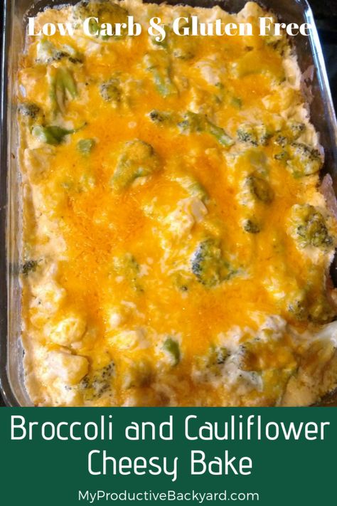 Broccoli and Cauliflower Cheesy Bake; Healthy vegetables in a cheesy sauce but also simple and quick to put together for a side dish the whole family will love! #Keto #LowCarb #LCHF #KetoDiet #MyProductiveBackyard #glutenfree #ketogenicdiet #lowcarbhighfat #Ketorecipes #Lowcarbrecipes #vegetables #casserole Dairy Free Keto, Bake Healthy, Broccoli And Cauliflower, Cheesy Broccoli, Keto Sides, Vegetable Side Dishes Recipes, Low Carb Side Dishes, Vegetables Recipes, Low Carb Vegetarian