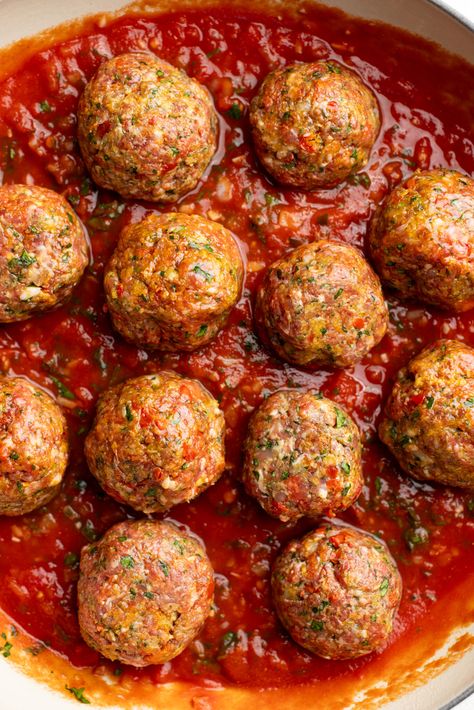 Calabrian Spicy Meatballs - The Bold Appetite Spicy Meatball Recipes, Calabrian Chili Recipes, Meatballs Ideas, Spicy Italian Meatballs, Calabrian Recipes, Spicy Sausage Recipes, Calabrese Recipes, Healthy Meatballs, International Food Recipes