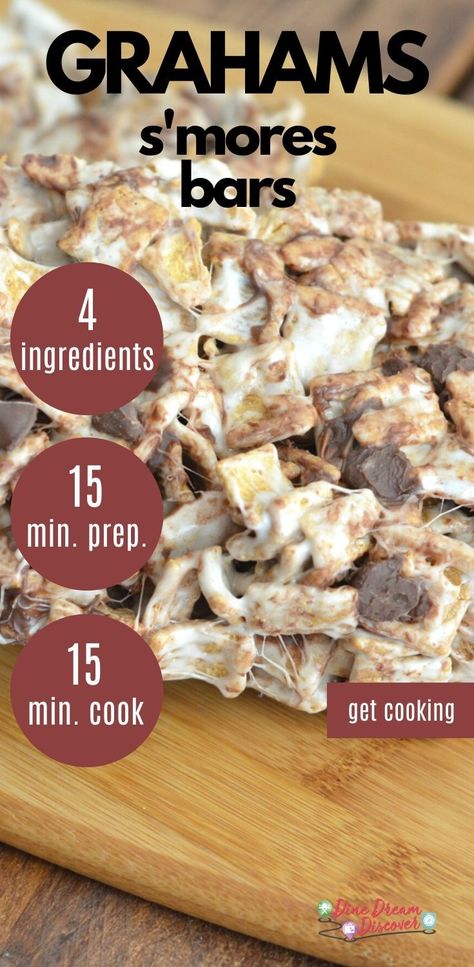 S’mores Treats With Golden Grahams, S’more Cereal Bars, S’mores Bars Recipe Golden Grahams, Easy S’mores Bars, S’mores Cereal Treats, S’mores Golden Graham Bars, S’mores Krispie Treats, Golden Graham’s S’mores Bars, Golden Graham Rice Krispie Treats