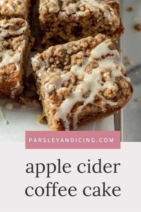 Apple Coffee Cake Recipes Breakfast, Apple Crumble Coffee Cake All Recipes, Healthy Apple Coffee Cake, Bisquick Apple Coffee Cake, Apple Cider Coffee Cake, Apple Cider Cake Recipe, Apple Cider Bread, Apple Cider Dessert Recipes, Apple Cider Baking Recipes