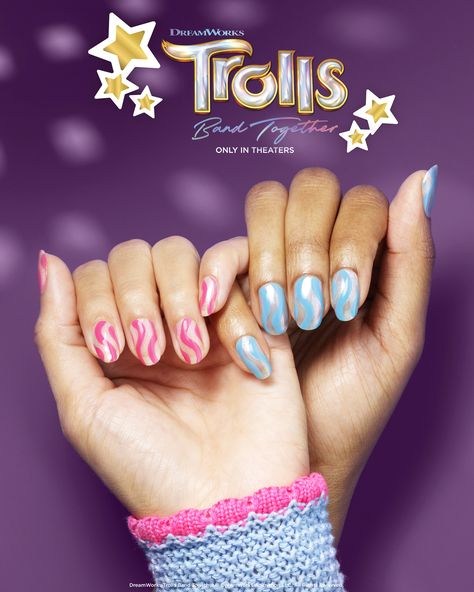 A dazzling duo you’ll want to show off (twinkling emoji) See #TrollsBandTogether only in theaters November 17. Trolls Nails, Trolls Band Together Characters, Trolls Band Together Poppy, Trolls Band Together Spoilers, Trolls Band Together Branch, Poppy And Branch, Trolls Movie, Dreamworks Trolls, Pretty Makeup