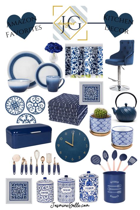 Navy Room Decor, Navy Blue Rooms, Blue And White Kitchen, Navy Blue Kitchen, Navy Decor, Blue And White Living Room, Blue Kitchen Decor, Blue Living Room Decor, Red Home Decor