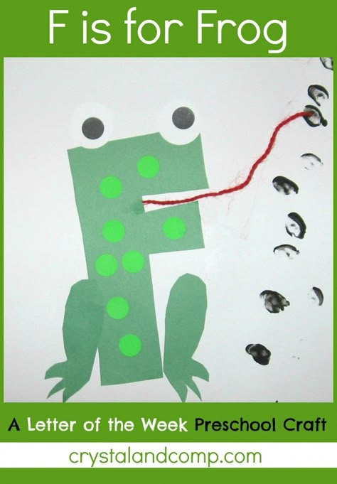 Letter of the Week-  craft F is for Frog.  She has most of the letters.  Looks like she just hasn't quite made it through the alphabet yet. F Is For Frog, Letter Of The Week Preschool, Letter F Craft, Frog Template, Frog Craft, Preschool Letter Crafts, Abc Crafts, Alphabet Letter Crafts, The Letter F