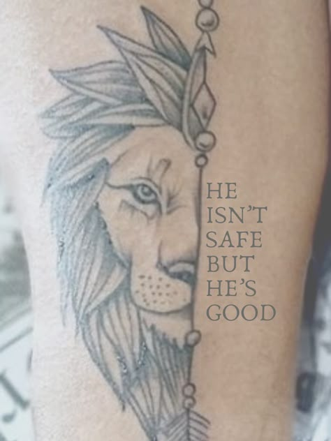 #lion #tattoo #liontattoo #aslan #narnia Hyacinth Tattoo, Outdoor Tattoos, Narnia Tattoo, Johnny Tattoo, Aslan Tattoo, Tattoos Bible, Tattoo Back Piece, Courage Tattoos, Outdoor Tattoo