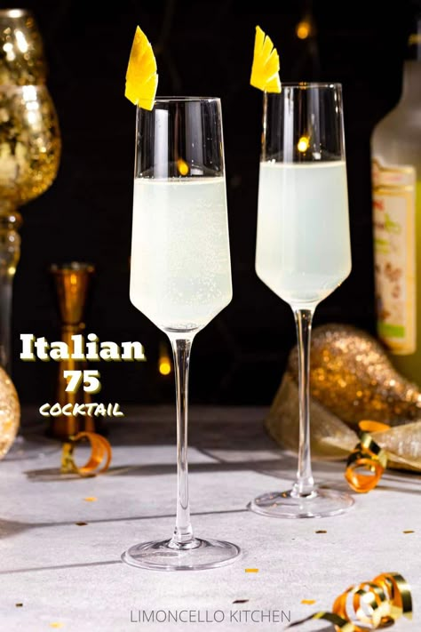 Cocktail With Prosecco, Prosecco Cocktails Easy, Italian Dinner Menu, Nye Drinks, Bubbly Cocktails, New Years Eve Cocktail, Gin And Prosecco, Limoncello Cocktails, Cranberry Drinks