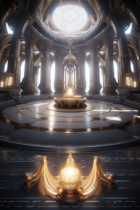 Kingdom Interior, Magic Temple, Temple Interior, Light Temple, Air Temple, Fantasy Temple Interior, Fantasy Temple Art, Goddess Temple, Futuristic Ballroom