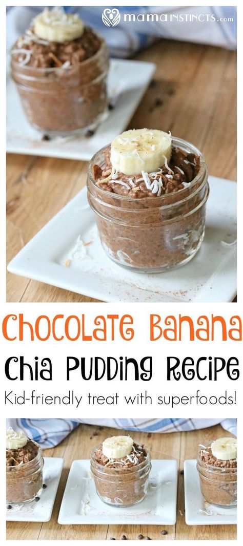 Banana Chia Seed Pudding, Chai Pudding, Pudding Recept, Chocolate Banana Pudding, Healthy Snack Ideas For Kids, Banana Chia Pudding, Healthy Pudding, Chocolate Chia Seed Pudding, Vegan Pudding