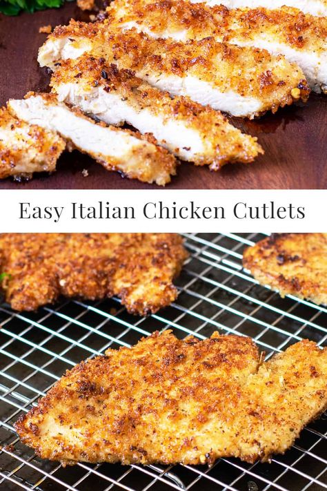 Easy Chicken Cutlet Recipes, Italian Chicken Cutlets, Easy Italian Chicken, Breaded Chicken Recipes, Chicken Cutlet Recipes, Chicken Cutlet, Italian Chic, Cutlets Recipes, Easy Italian