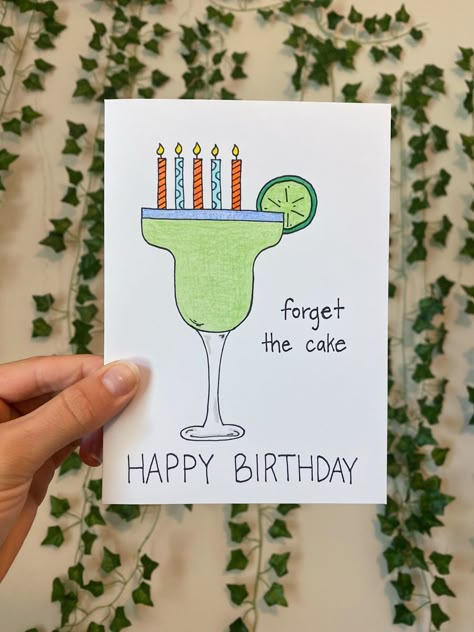 Margarita happy birthday handmade card Margarita Cards Birthday, 21st Birthday Cards Diy, 21 Birthday Cards, Diy 21st Birthday Cards, 21st Birthday Card Ideas, Birthday Margarita, 19th Birthday Card, Funny Bday Cards, 21 Birthday Card