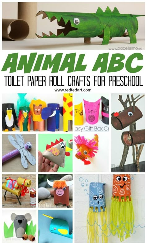 Animal ABC - Toilet Paper Roll Crafts for Preschool - have fun with these fantastic Toilet Paper Roll Animal Crafts exploring the Alphabet! #preschool #toiletpaperrolls #alphabet #abc Cardboard Crafts For Kids, Toilet Roll Crafts, Cardboard Tube Crafts, Tube Crafts, Abc Crafts, Red Ted Art, Toilet Roll Craft, Roll Craft, Arts And Crafts Furniture