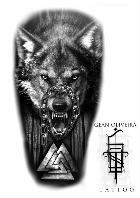 Wolf Face Tattoo, Traditional Viking Tattoos, Fenrir Tattoo, Norse Mythology Tattoo, Cool Animal Tattoos, Persian Tattoo, Wolf Tattoos Men, Wolf Tattoo Sleeve