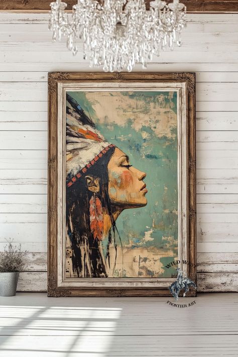 Native American Indian Girl Wall Art Poster, Gift For Her, Western Decor, Southwestern Wall Art, Desert Landscape, Minimalist, Boho Art Funky Western Decor, Modern Cowboy Decor, Southwest Modern Decor, Desert Aesthetic Decor, Western Pop Art, Artsy Quilts, Texas Prints, Southwestern Artwork, Western Decor Living Room