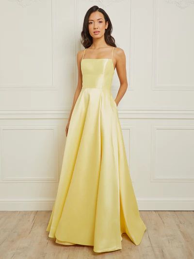 By Dress 2 Party Yellow Evening Gown Classy, Soft Yellow Bridesmaid Dresses, Baby Yellow Prom Dress, Pastel Formal Dresses, Yellow Ball Dress, Pale Yellow Prom Dress, Yellow Dress Prom, Yellow Dress Outfit Classy, Pastel Yellow Prom Dress