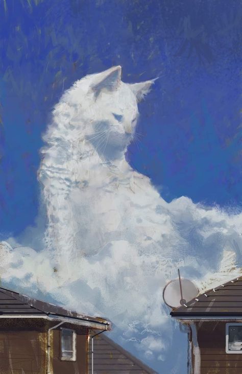 Wallpaper And Icon Ideas, Cat And Cloud, Cat Heaven, Heaven Art, Art Competitions, Cloud Painting, Ethereal Art, Art Inspiration Painting, Cat Wallpaper