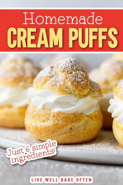 How to Make Homemade Cream Puffs Croatian Desserts, Cream Puffs Recipe Easy, Homemade Cream Puffs, Cream Puffs Easy, بيتي فور, Cream Puffs Recipe, Cream Puff Filling, Chocolate Cream Puff, Classic French Desserts