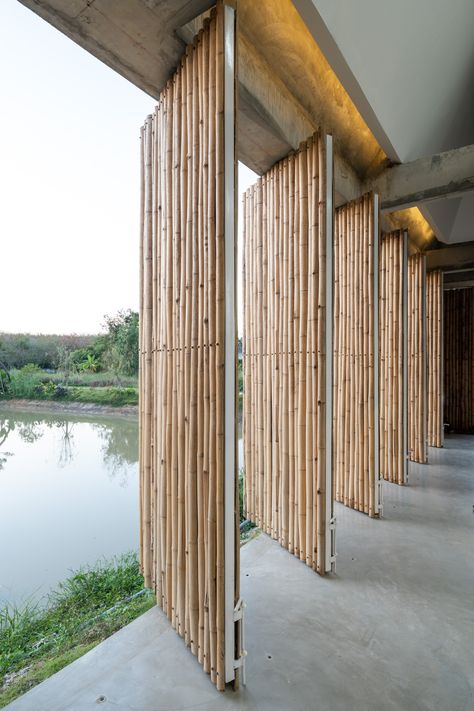 Furnish Studio | 11.29 Studio Batten Walls, Bamboo Roof, Bamboo Building, Bamboo House Design, Bamboo Architecture, Bamboo Construction, Bamboo House, Artist Photo, Architecture Design Sketch