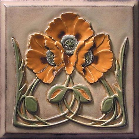 Lewellen Studio Arts And Crafts Tiles, Fleurs Art Nouveau, Arts And Crafts Tile, Craftsman Tile, Art Nouveau Tile, Motifs Art Nouveau, Tiles Uk, Pottery Tiles, Tiles Art