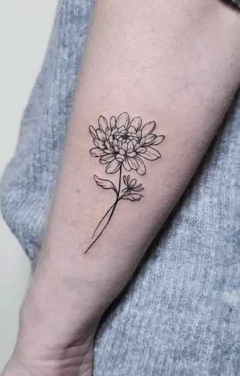 Mum Flowers Tattoo, November Birth Flower Tattoo, Chrysanthemum Flower Tattoo, Marigold Tattoo, Mum Tattoo, Our Mindful Life, Flowers Represent, November Birth Flower, Chrysanthemum Tattoo