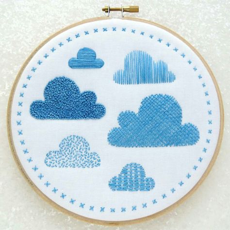 Clouds Embroidery Sampler Kit... Try you hand at lots of lovely stitches ⛅ Clouds Embroidery, Embroidery Samplers, Diy Nursery Decor, Embroidery Sampler, Hand Embroidery Kit, Diy Nursery, Hand Embroidery Tutorial, Pola Kristik, Needlework Patterns