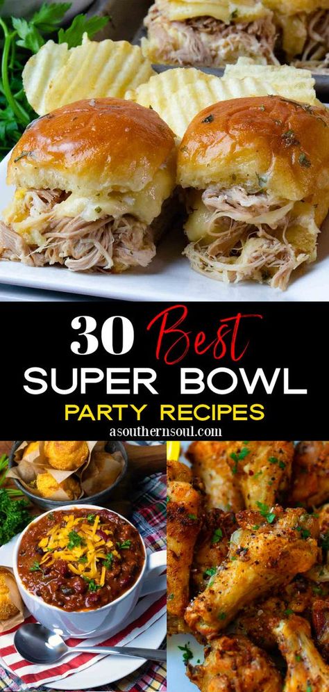 Super Bowl Dinner, Party Main Dish, Supper Bowl, Superbowl Food Appetizers, Super Bowl Foods, Super Bowl Menu, Football Recipes, Superbowl Desserts, Easy Super Bowl