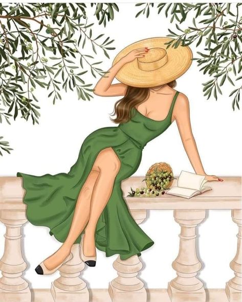 Green Fashion Illustration, Hats Illustration, Lady Drawing, Lady Illustration, Illustration Process, Heather Stillufsen, Fashion Illustration Vintage, Drawing Prompts, Girly Wall Art