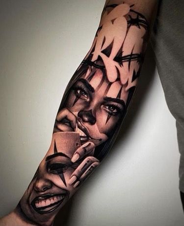 Tattoo Chicano Style, Payasa Tattoo, Leg Sleeve Tattoos, Leg Tattoo Ideas, Chicanas Tattoo, Chicano Tattoos Sleeve, Girl Face Tattoo, Realistic Tattoo Sleeve, Gangsta Tattoos