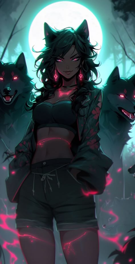 Japon Illustration, 다크 판타지, Anime Wolf, Anime Artwork Wallpaper, Anime People, Arte Fantasy, Female Character Design, Oc Ideas, Anime Artwork