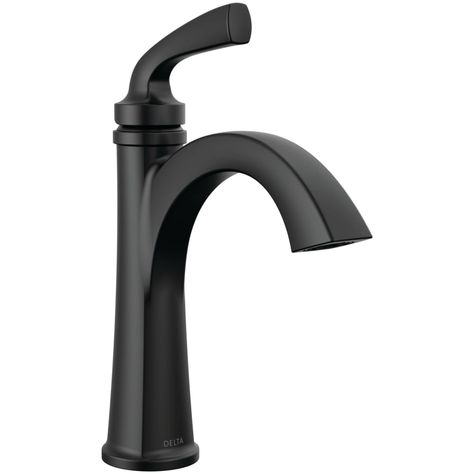 Delta 15864LF-BL Geist 1.2 GPM Single Hole Bathroom Faucet | Build.com Bathroom Faucet Ideas, Black Faucet Bathroom, Matte Black Bathroom Faucet, Bathroom Faucets Black, Black Bathroom Faucet, Matte Black Bathroom, Vessel Faucets, Faucet Bathroom, Single Handle Bathroom Faucet