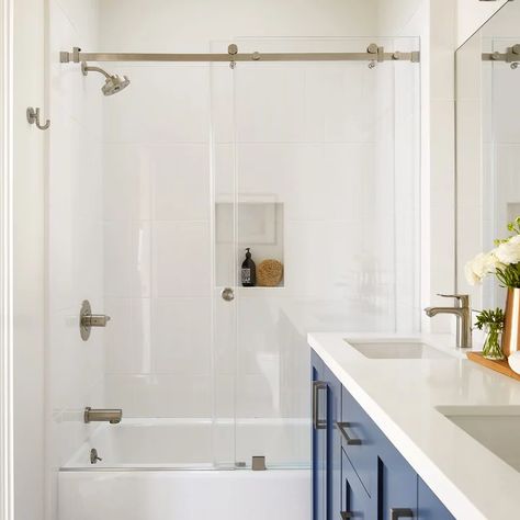 Alcove Tub Wet Room, Inset Tub Shower Combo, Elegant Tub Shower Combo, Bathtub Shower Combo Sliding Glass Doors, Prefab Tub Shower Combo, Alcove Tub Tile Surround, Bathroom Remodel With Tub Shower Combo Insert, Bath Tub Glass Doors, Sliding Glass Shower Doors With Tub