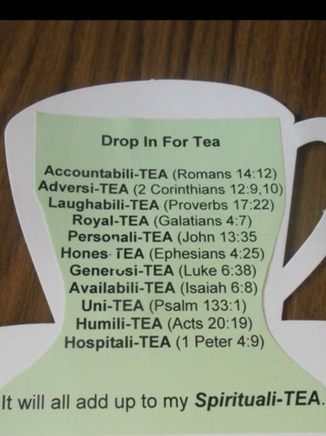 Scripture Tea, Tea Party Activities, Womens Ministry Events, Tea Party Games, Pioneer School, Spill The Tea, Secret Sisters, Pioneer Gifts, Christian Crafts