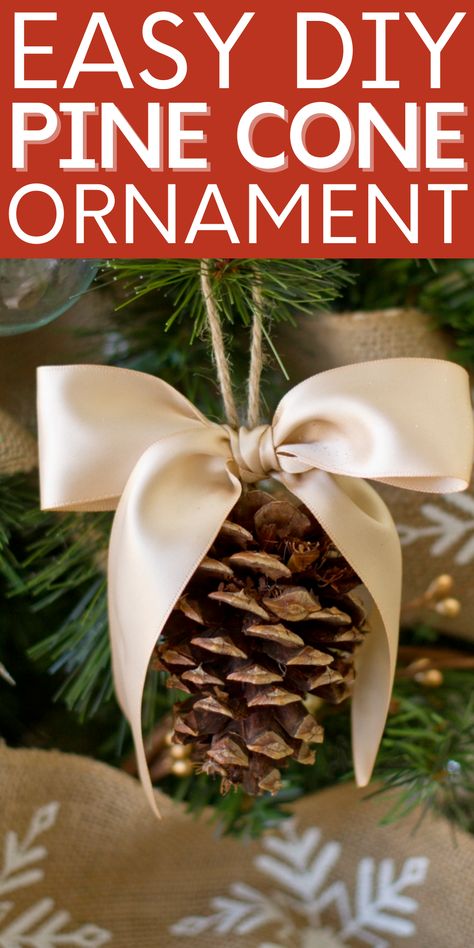 Decorate your tree this year with a fun and easy DIY Pine Cone Ornament. Painting Pine Cones For Christmas, Pine Cone On Christmas Tree, Glitter Pinecone Ornaments, Pine Cone Christmas Tree Ornaments, Diy Pinecone Ornaments Xmas, Pine Cones Christmas Crafts, Decorating Pine Cones For Christmas, Pinecone Christmas Tree Ornaments, Christmas Tree With Pinecones Decoration