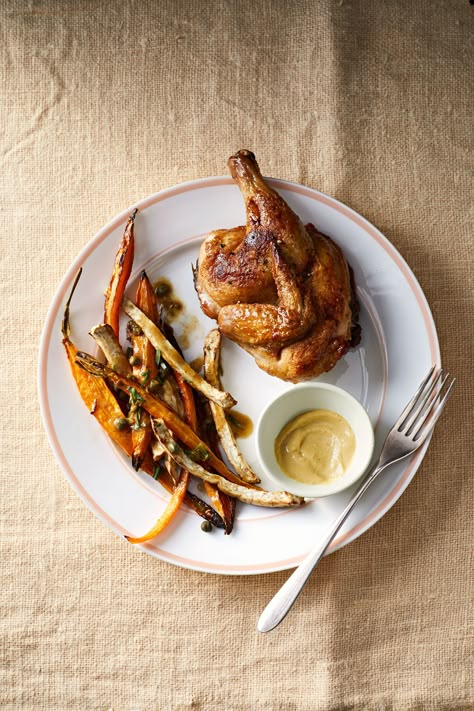 Four French-Bistro Classics to Make for Valentine's Day Dinner Real Simple Recipes, Sweet Potato Sides, Meat And Veggies, Green Herbs, Sheet Pan Suppers, Sheet Pan Chicken, Fast Dinner Recipes, Sheet Pan Meals, Fast Dinners