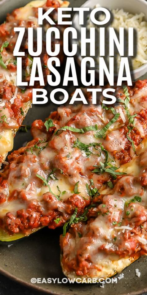 These cheesy Keto Zucchini Lasagna Boats are fun and easy to make. With ground beef meat sauce and 3 types of cheese stuffed into zucchini boats, who needs pasta anyway? #easylowcarb #zucchinilasagnaboats #ketozucchiniboats #entree #recipe #lowcarb #keto #easy #healthy #withgroundbeef #cheesy #boatdishes #delish Zucchini Lasagna Boats, Ground Beef Ricotta, Keto Zucchini Lasagna, Lasagna Boats, Chakra Foods, Zucchini Boat Recipes, Stuffed Zucchini Boats, Keto Vegetables, The Boiled Egg Diet