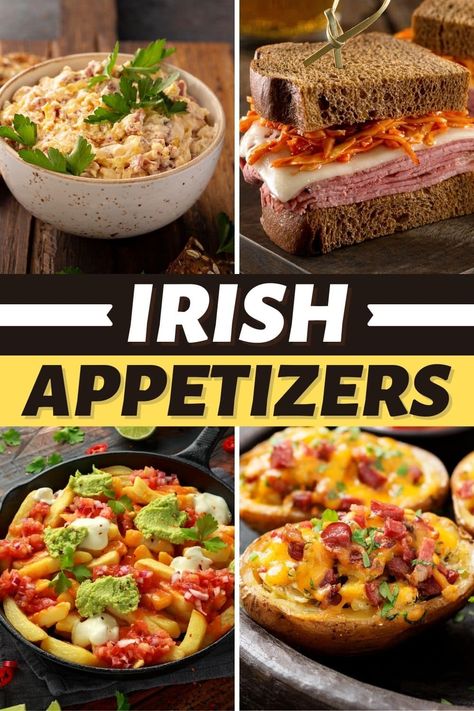 Try these Irish appetizers for starters everyone will feel lucky to eat! From potato skins to nachos to Guinness dip, get a taste of Ireland with these easy recipes. Irish Tailgate Food, Guinness Appetizers, Easy St Pattys Day Appetizers, Irish Themed Appetizers, Irish Dip Recipes, Irish Easter Recipes, Irish Appetizers St Patrick's Day, Irish Dips, Irish Party Food Appetizers