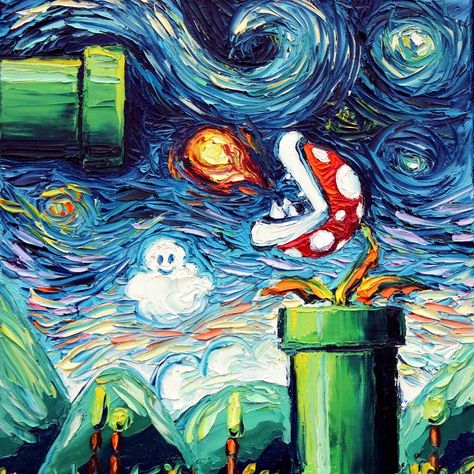 PHOTOS: Pop-culture/Van Gogh mash-ups - Business Insider Super Mario Art, Mario Art, Tableau Art, Amazon Handmade, Plant Art, Video Game Art, Cultura Pop, Super Mario Bros, Art Paint