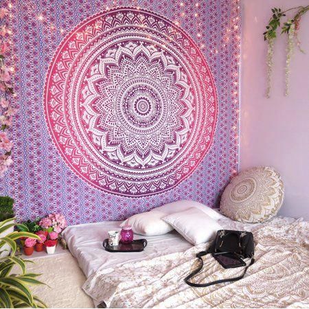 Tapestry Bedroom Ideas, Hippie Tapestries, Purple Tapestry, Hippie Bedding, Bohemian Bedspread, Tapestry Hanging, Dorm Room Walls, Mandala Tapestries Wall Hangings, Tapestry Bedding