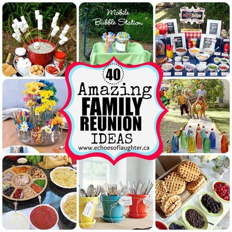 40 Amazing Family Reunion Ideas - Echoes of Laughter Family Reunion Crafts For All Ages, Family Reunion Food, Reunion Activities, Family Reunion Activities, Reunion Games, Family Reunion Ideas, Family Reunion Games, Family Reunion Planning, Reunion Ideas