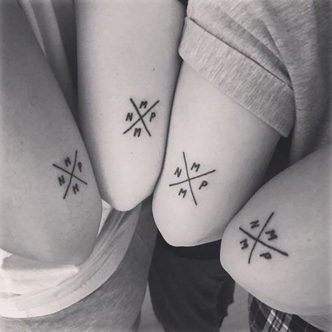 Group Tattoos, Matching Bff Tattoos, Cousin Tattoos, Matching Best Friend Tattoos, Christian Sleeve Tattoo, Shape Tattoo, Sibling Tattoos, Muster Tattoos, Elbow Tattoos