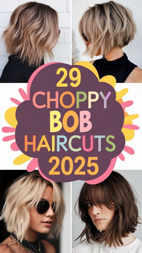 Top Choppy Bob Haircuts 2025 for Women: Styles for Fine, Thick, Straight, and Edgy Looks at Any Age Fine Hair Choppy Bob, Shirt Hair Cuts, Straight And Wavy Hair, Bobs With Bangs, Short Choppy Bobs, Modern Bob Haircut, Modern Bob Hairstyles, Styles For Fine Hair, Choppy Bob Hairstyles For Fine Hair