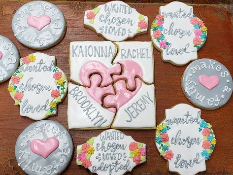 Adoption Day Cookies Decorated, Gotcha Party Ideas, Adoption Day Cookies, Adoption Party Theme Ideas, Adoption Cookies Decorated, Adoption Decorations, Adoption Cookies, Adoption Cake Ideas, Adoption Party Theme